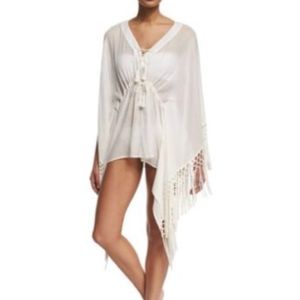 White fringe swim cover-up